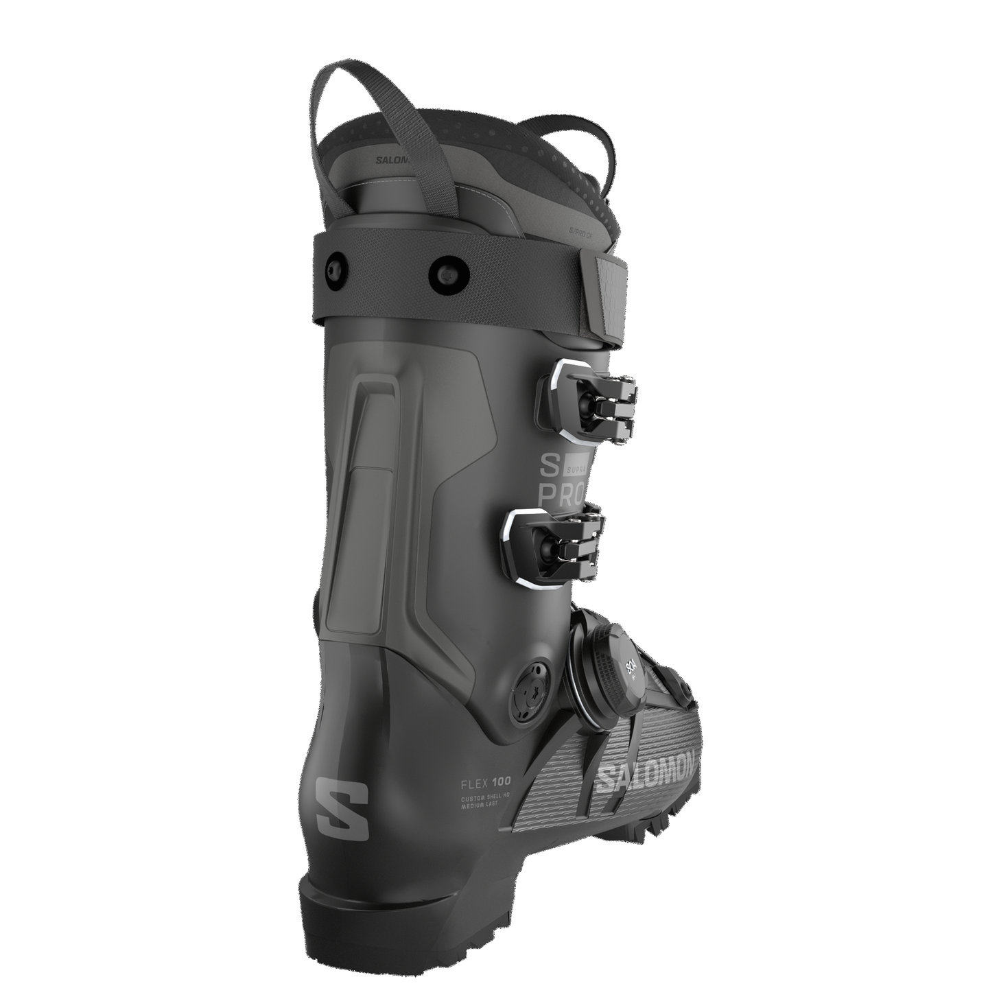 Мужские горнолыжные ботинки Salomon S/Pro Supra S Boa 100, цвет: Чёрный / Тёмный серый — фото 2