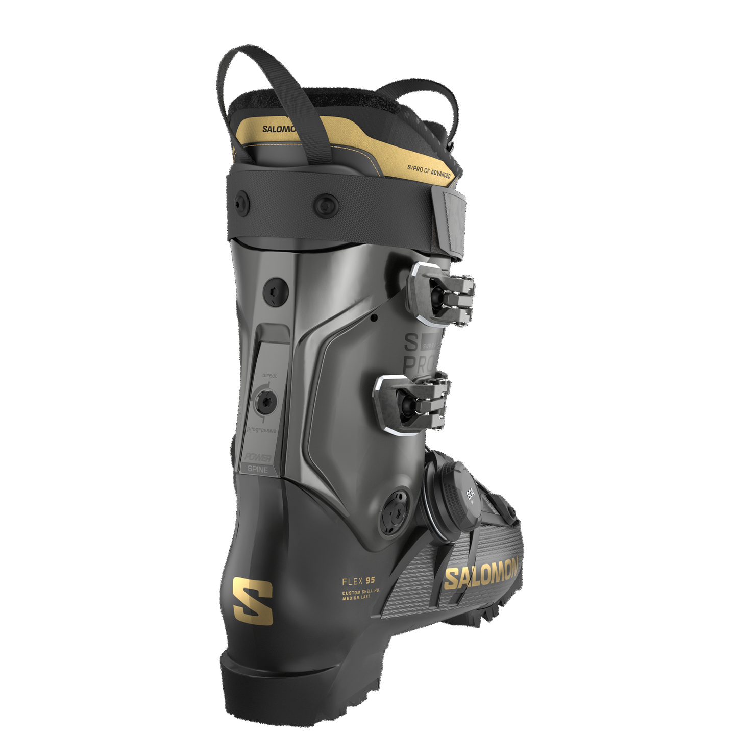 Женские горнолыжные ботинки Salomon S/Pro Supra S Boa 95, цвет: Чёрный / Золотой — фото 2