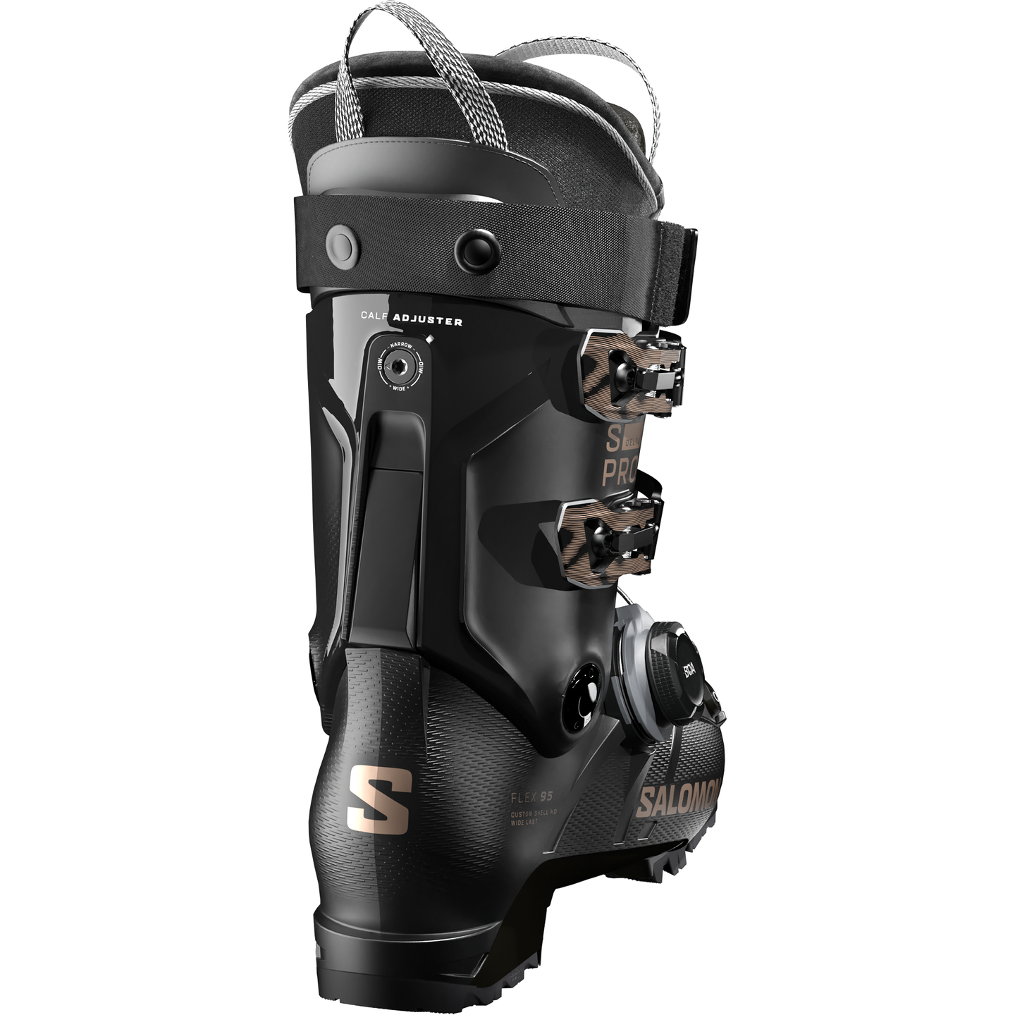 Женские горнолыжные ботинки Salomon S/PRO Delta Boa® 95, цвет: Чёрный / Розовый золотой — фото 2