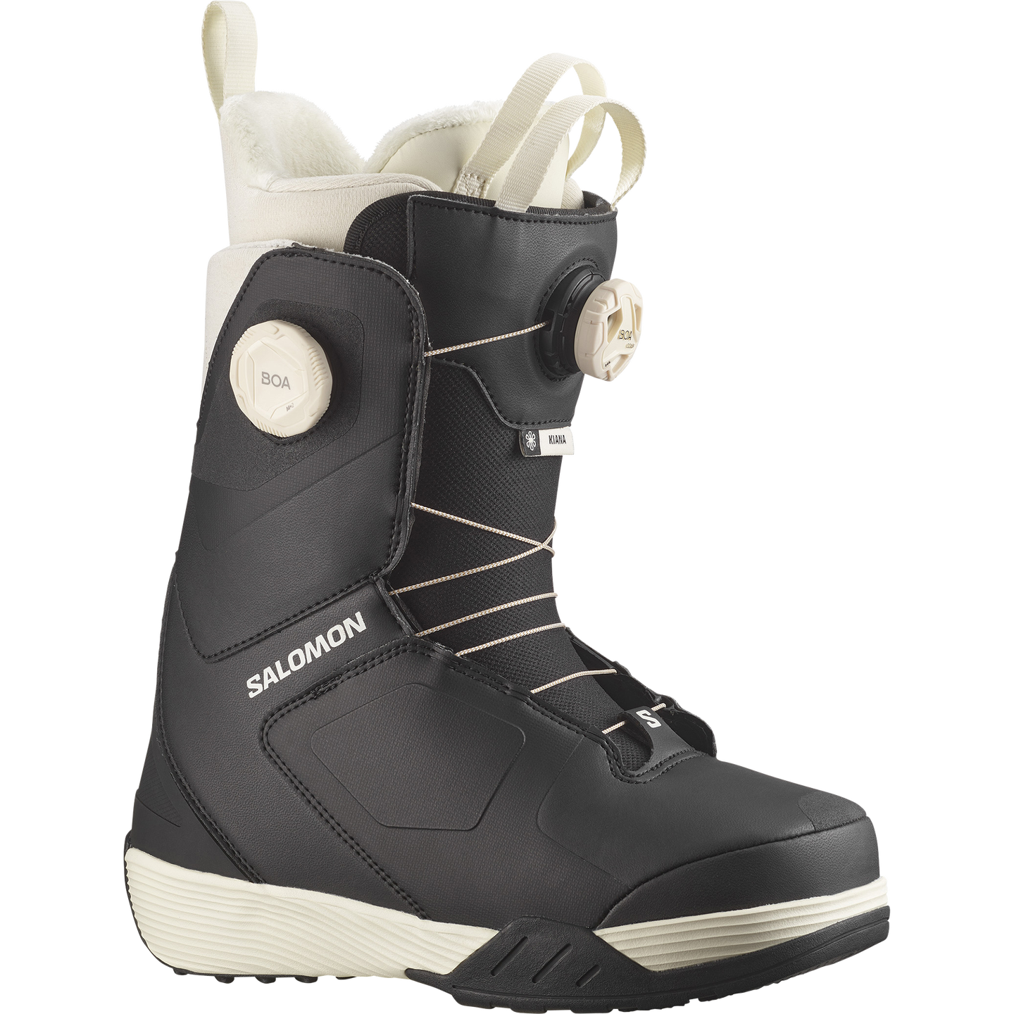 Женские ботинки для сноуборда Salomon Kiana Dual Boa®, цвет: Чёрный / Ванильный ледяной — фото 1