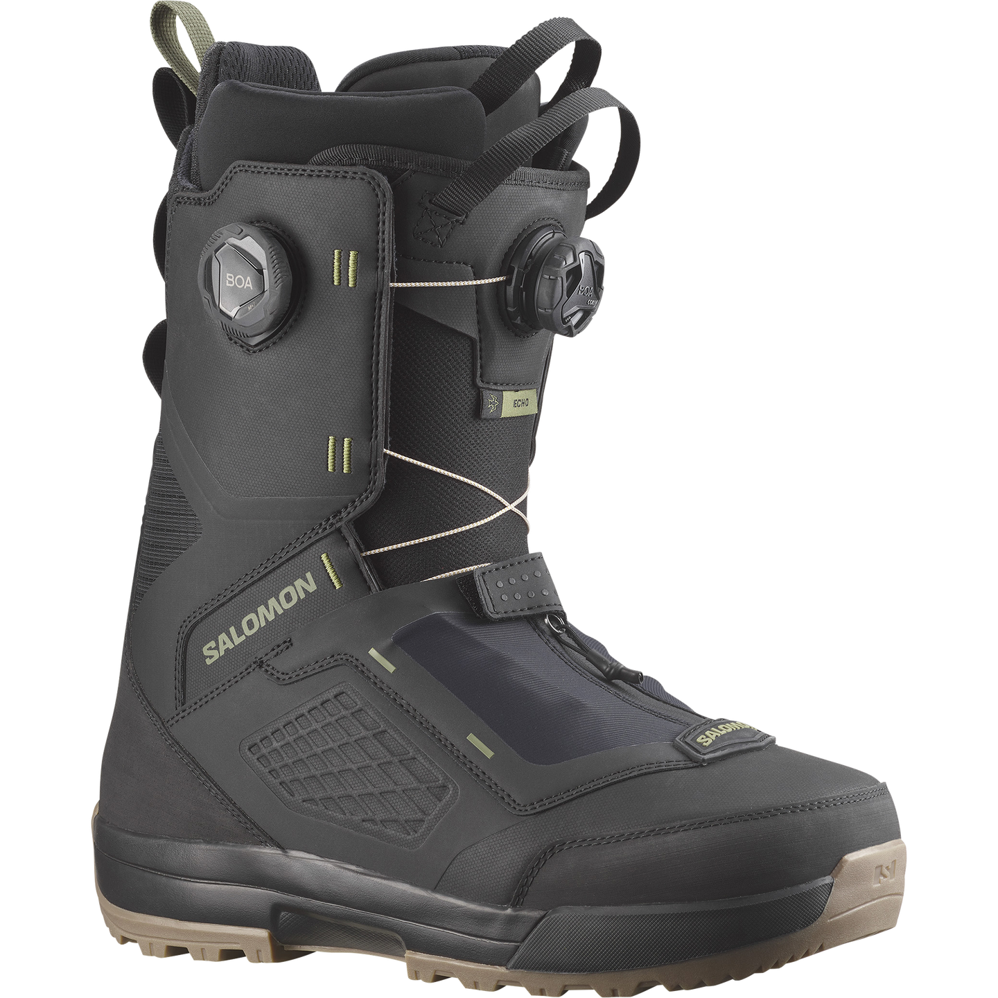 Мужские ботинки для сноуборда Salomon Echo Dual Boa®, цвет: Чёрный / Глубокий зелёный — фото 1