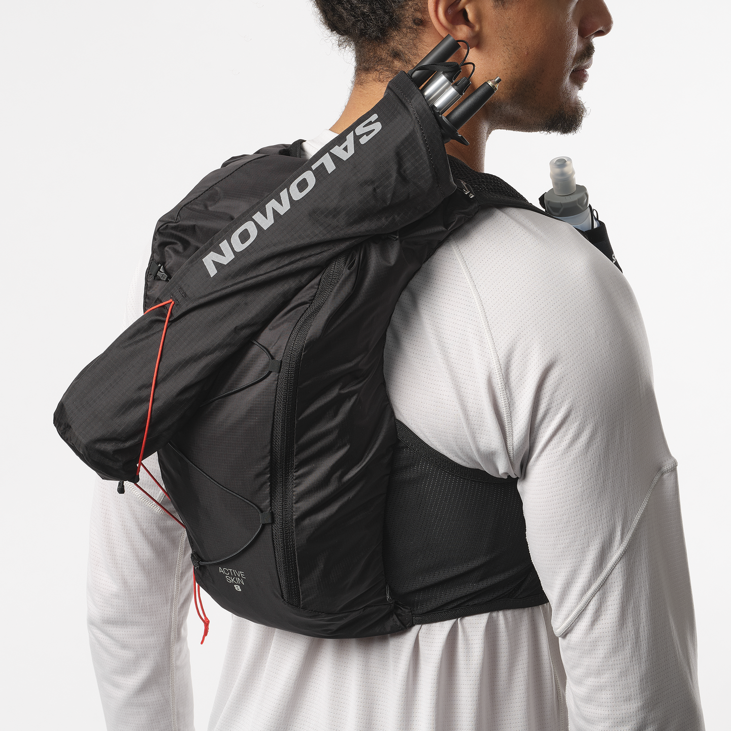 Беговой рюкзак-жилет Salomon Active Skin 8, цвет: Чёрный / Металлический — фото 4