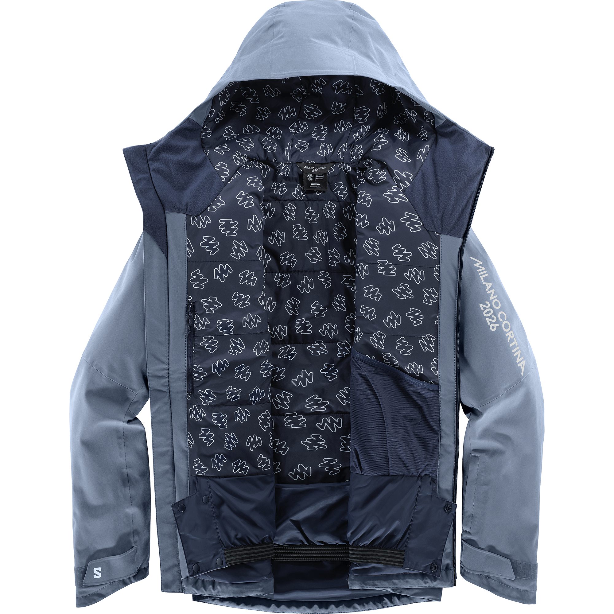 Giacca Bomber Antivento Milano Cortina 2026 – Olimpiadi, Unisex, Nera Con Zip - 2
