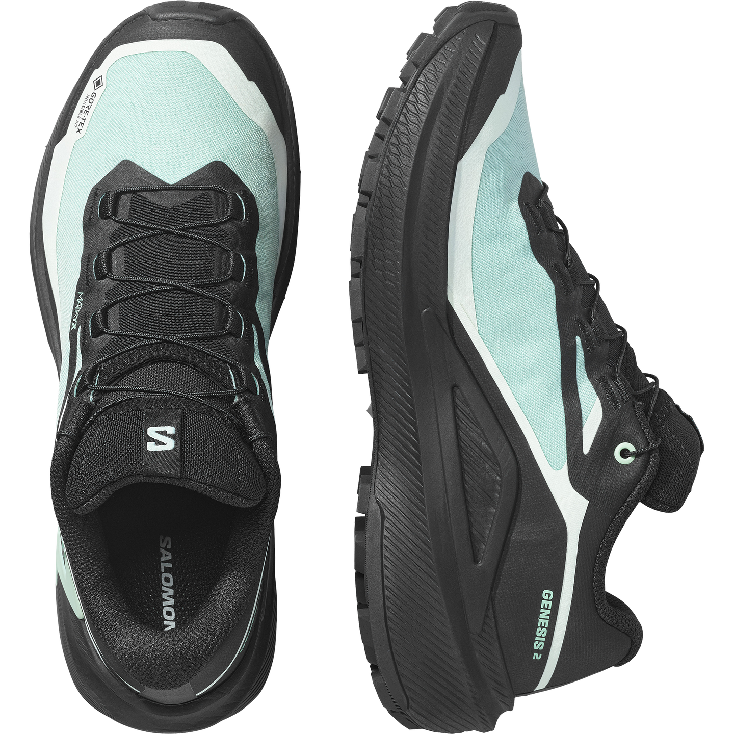 Женские кроссовки Salomon Genesis 2 GORE-TEX, цвет: Чёрный / Аквамариновый — фото 2