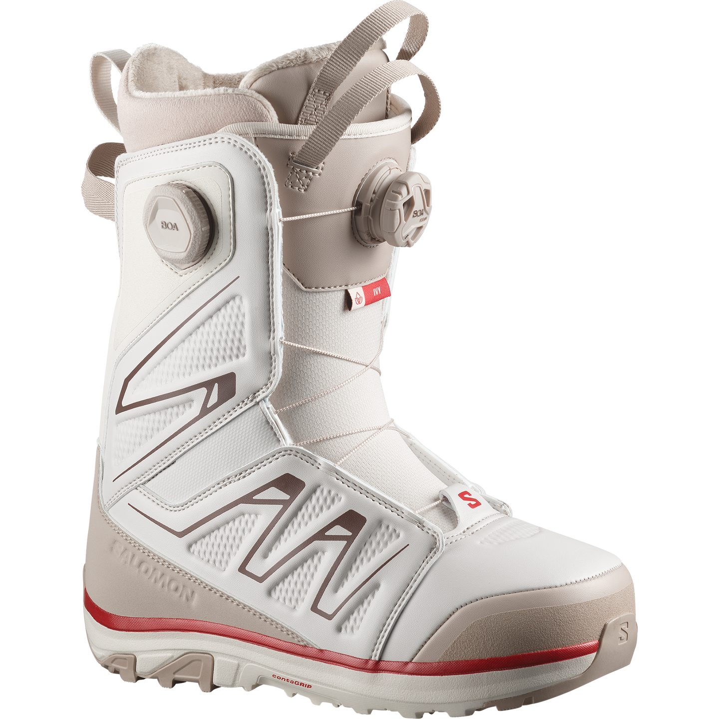 Женские ботинки для сноуборда Salomon Ivy Boa® SJ BOA®, цвет: Миндальное молоко / Белый — фото 1
