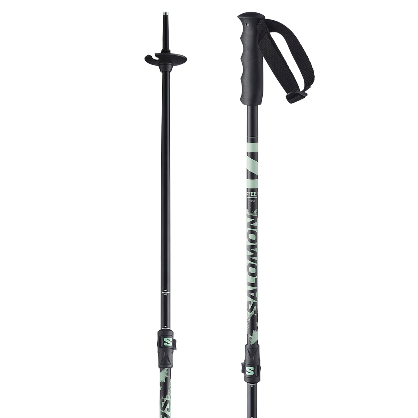 Детские палки Salomon Steep Vario JR, цвет: Чёрный / Зелёный — фото 1