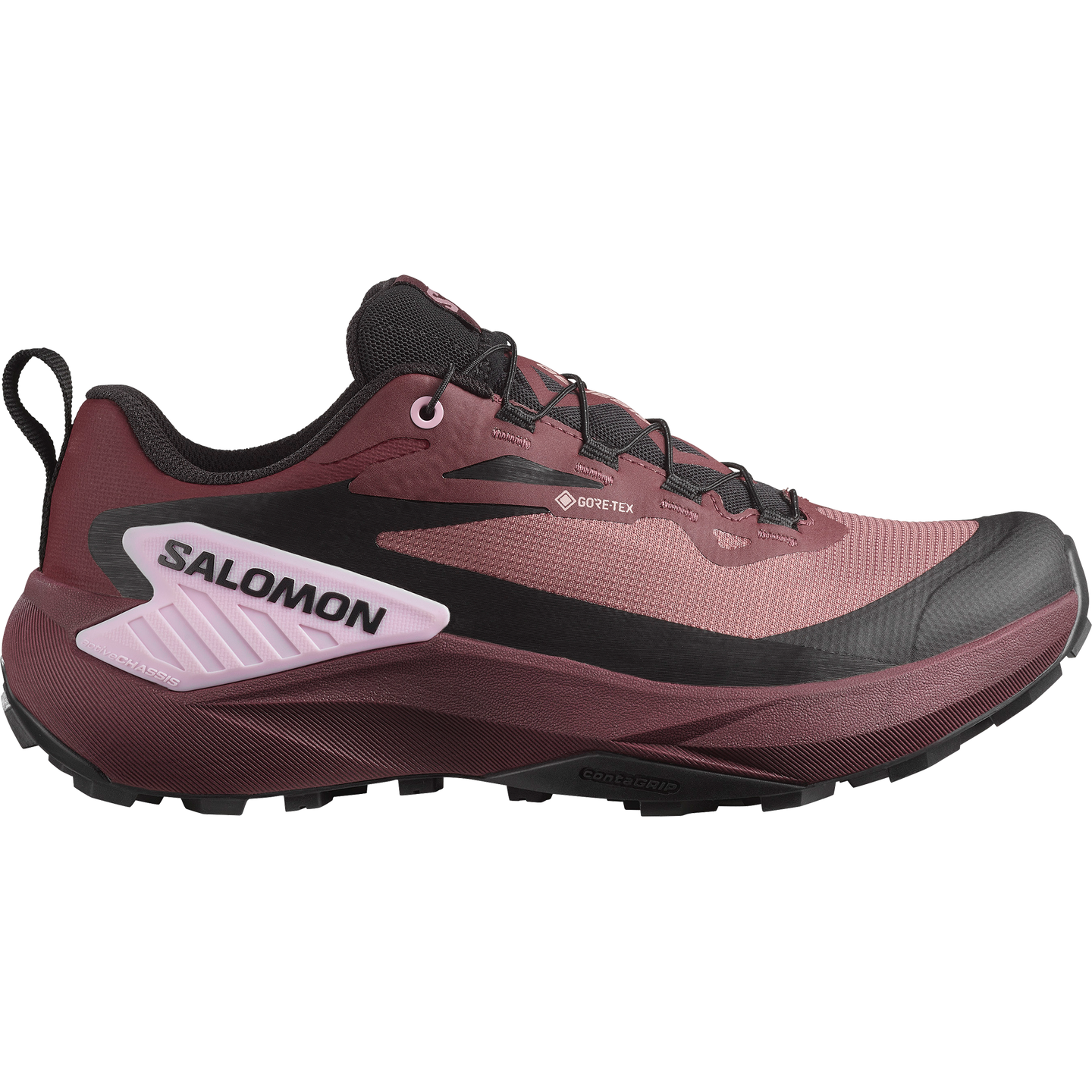 Женские кроссовки Salomon Genesis GORE-TEX, цвет: Розовый серо-коричневый / Чёрный — фото 1