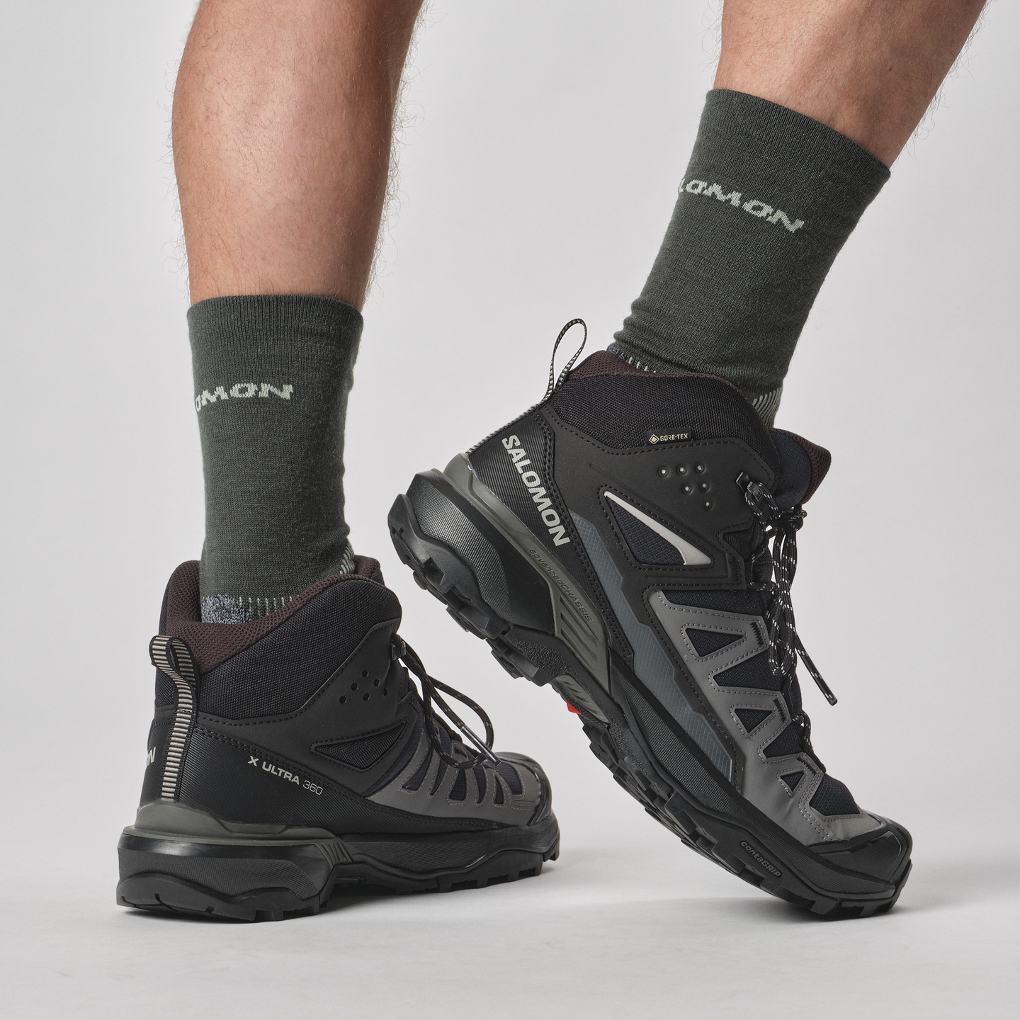 Обувь Salomon X Ultra 360 MID GORE-TEX, цвет: Чёрный / Оловянный — фото 8