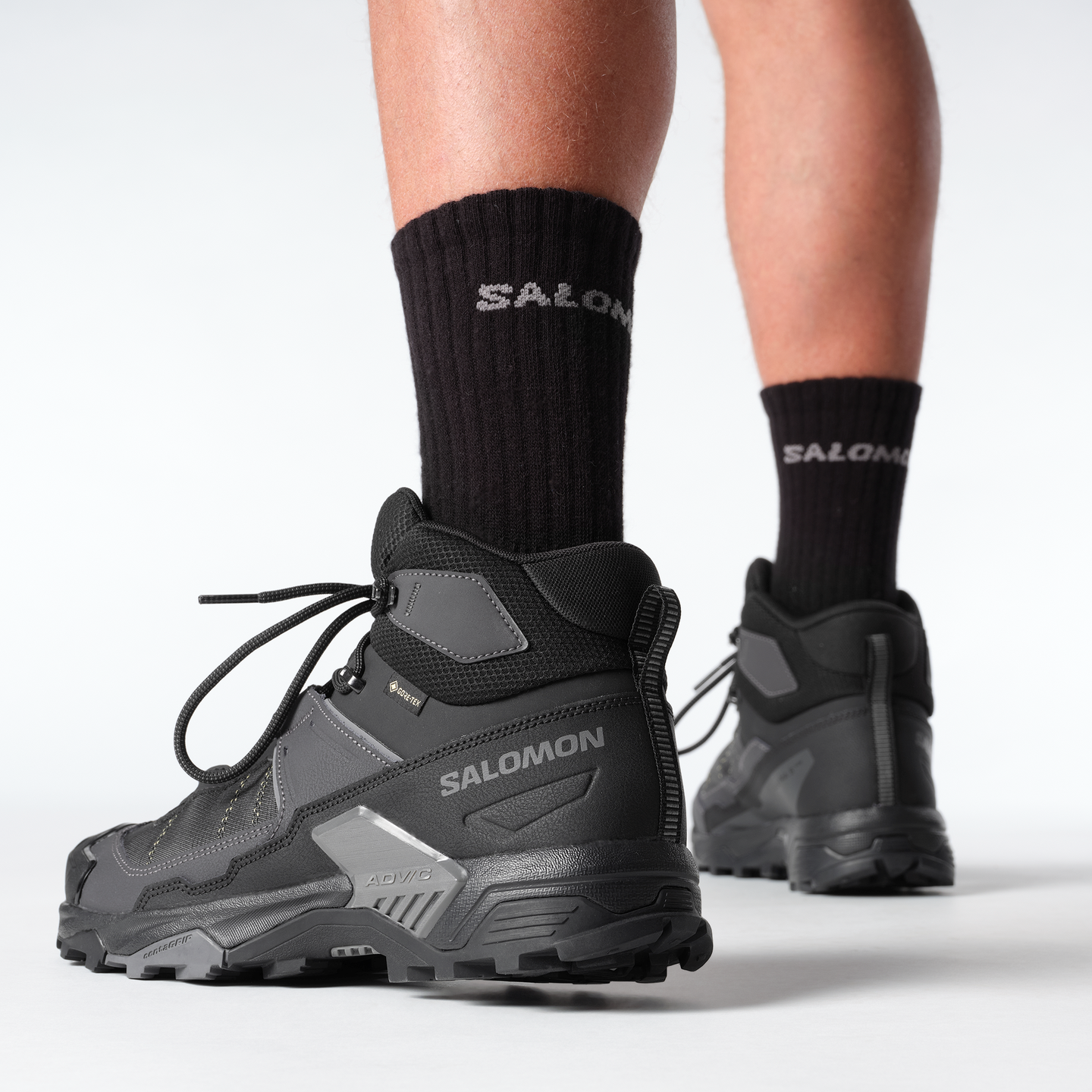 Обувь Salomon X Ultra 5 MID Wide GORE-TEX, цвет: Чёрный / Асфальтовый — фото 8