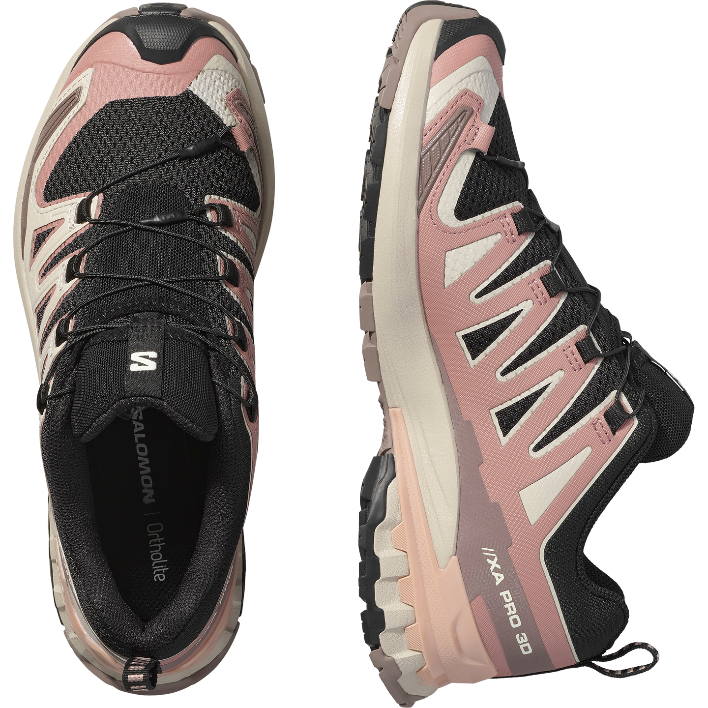 Кроссовки Salomon XA PRO 3D V9, цвет: Чёрный / Красное дерево розовый — фото 2