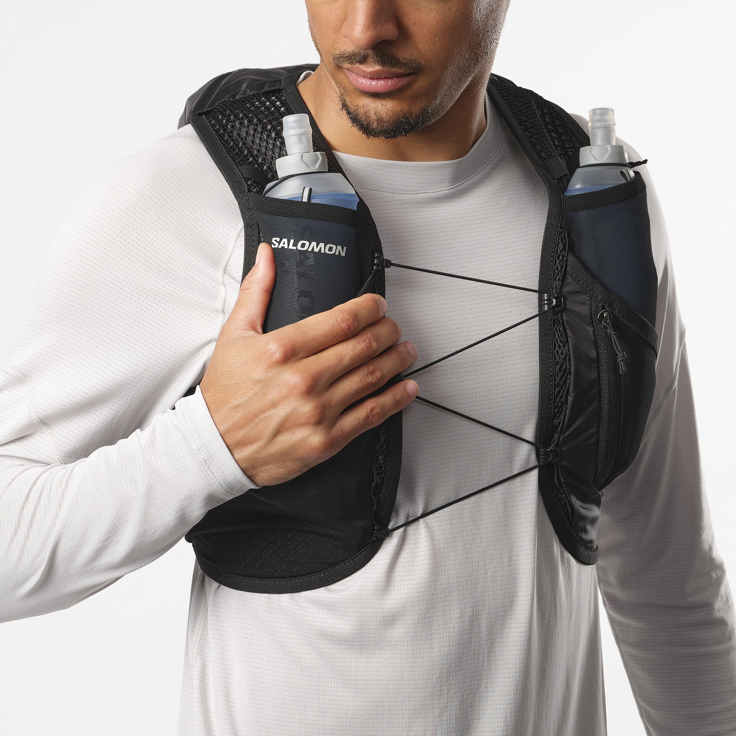 Беговой рюкзак-жилет Salomon Active Skin 8, цвет: Чёрный / Металлический — фото 3