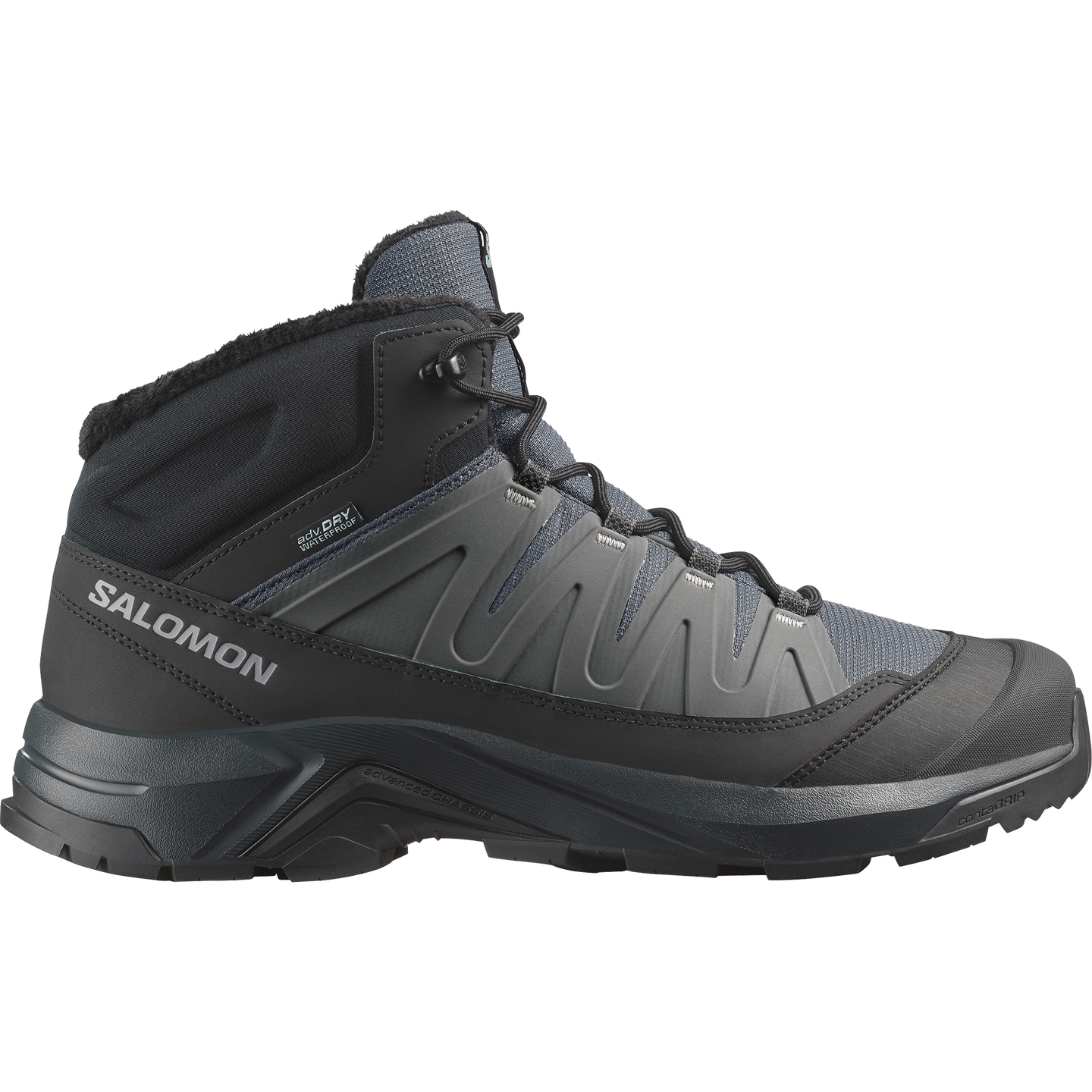Мужские кроссовки Salomon X-ADVENTURE Coldrush Waterproof, цвет: Асфальтовый / Чёрный