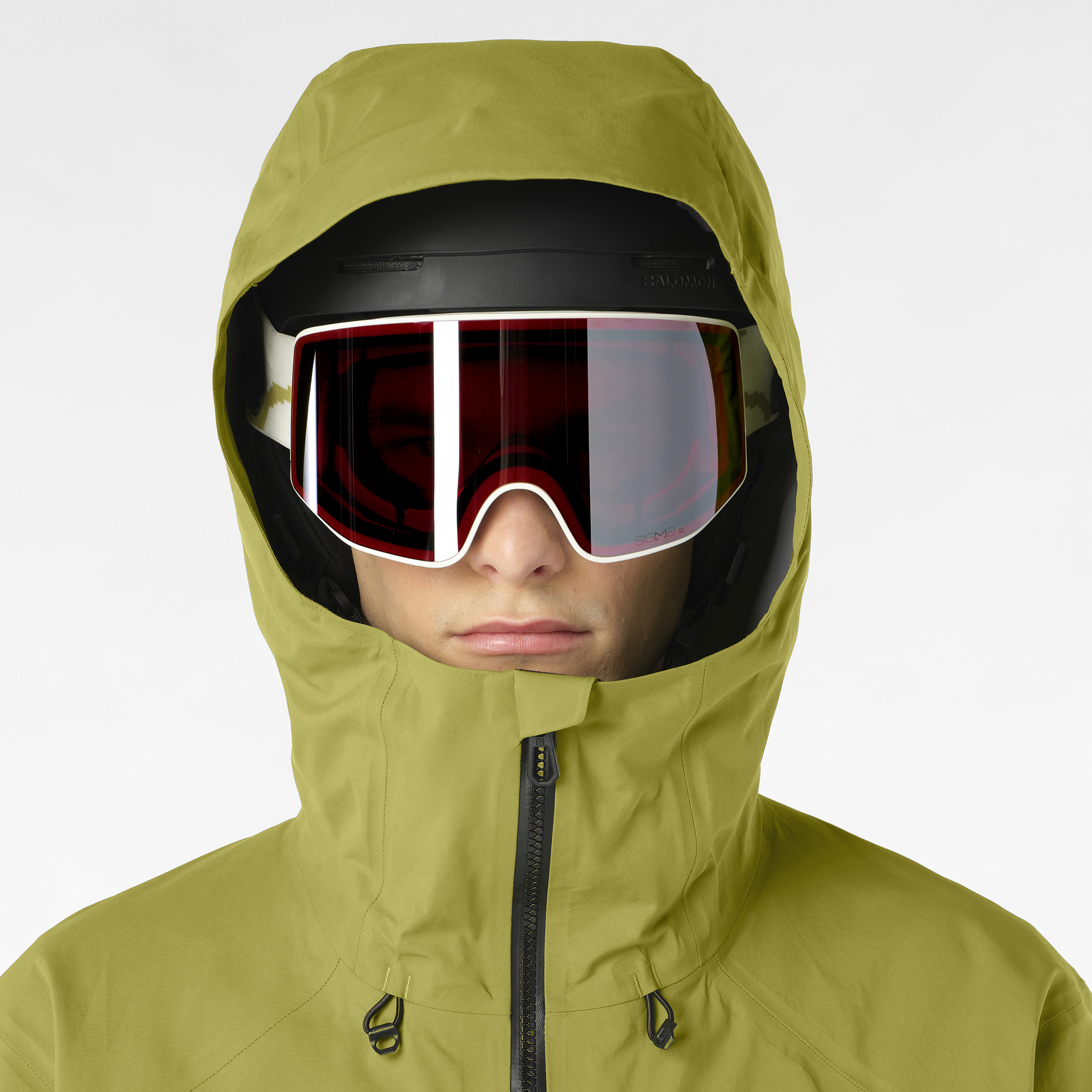 Salomon フード付きジャケット イエロー/オリーブ MOON PATROL GORE-TEX Green | Salomon