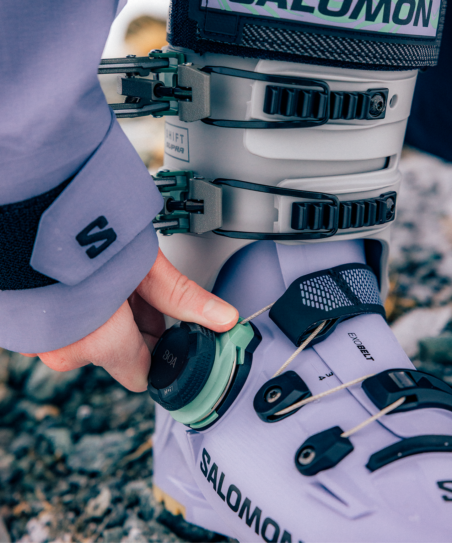 Женские горнолыжные ботинки Salomon Shift Supra S BOA® 105, цвет: Небесно-голубой / Серый — фото 5