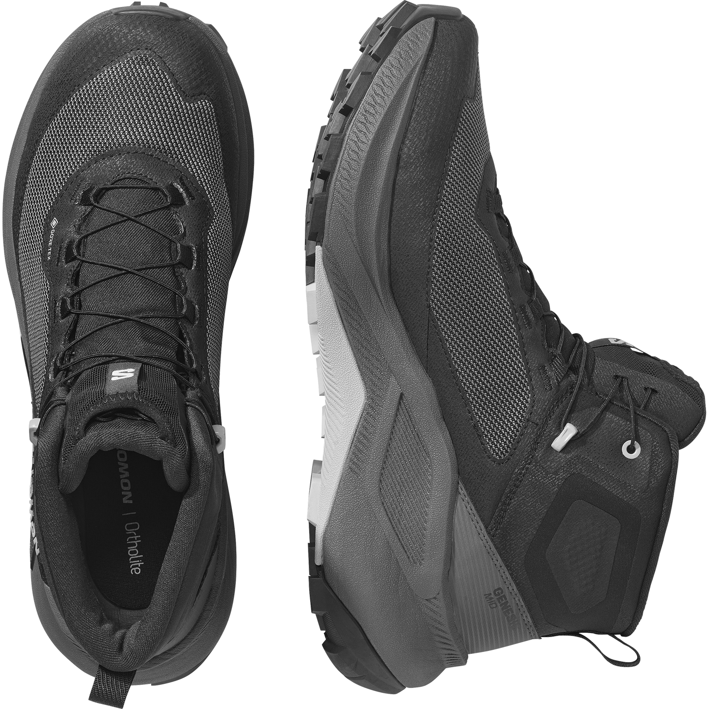 Мужские кроссовки Salomon Genesis MID Gore Tex, цвет: Чёрный / Асфальтовый — фото 2
